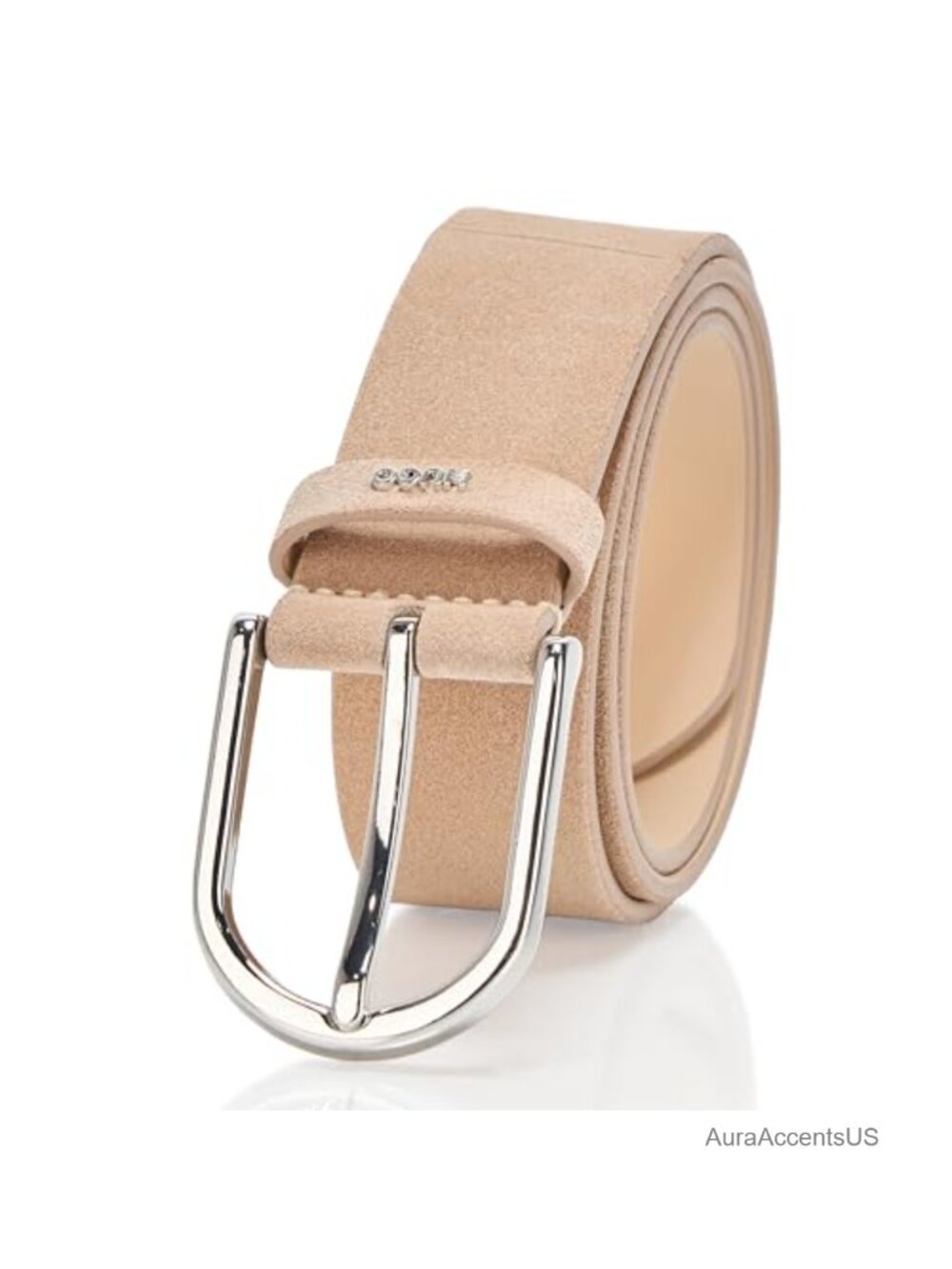 HUGO Women's Zoey Round Buckle Suede Belt - 100% Cowhide Leather, Fashion Belt